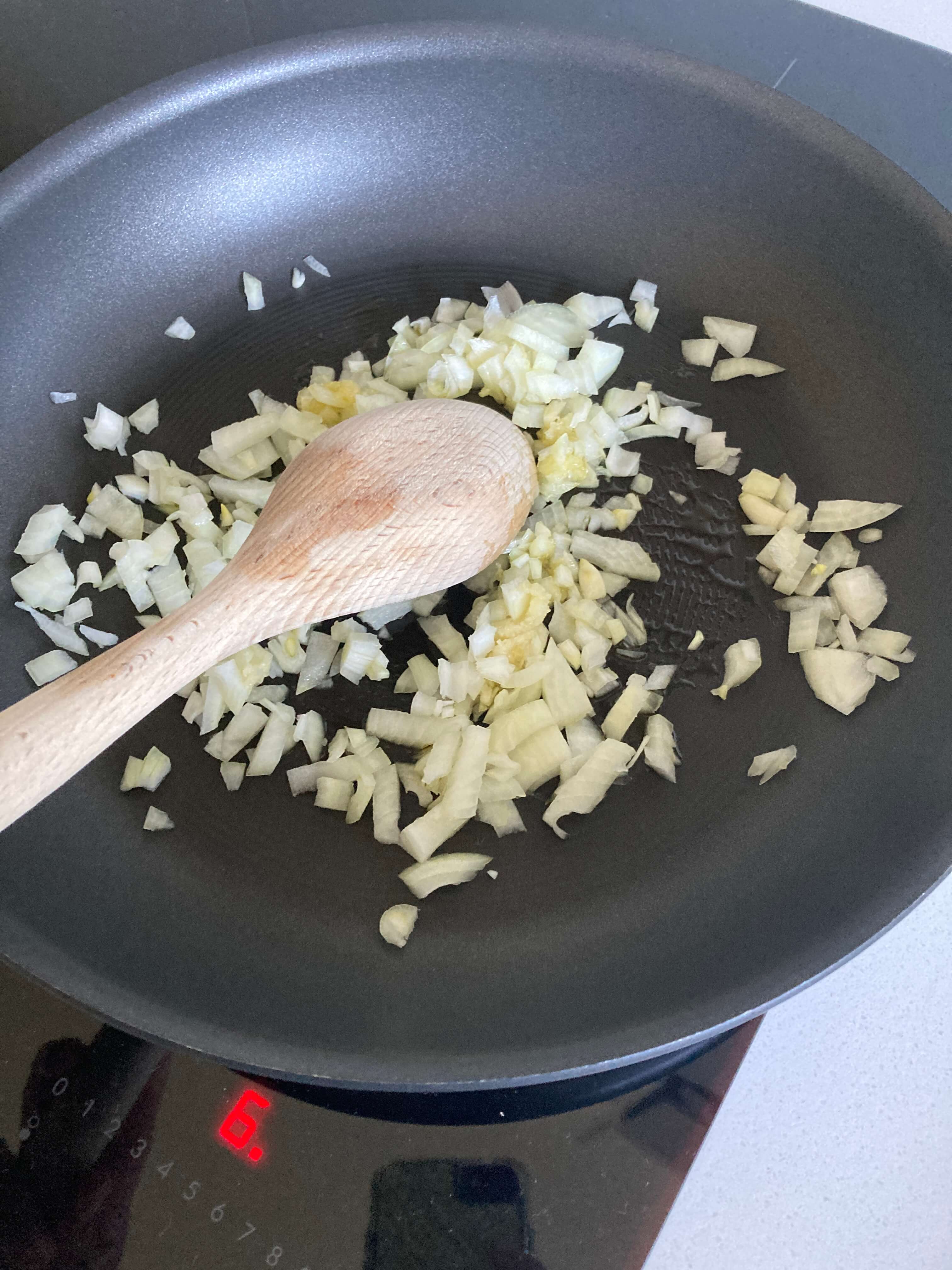 onion and garlic for spinach pie