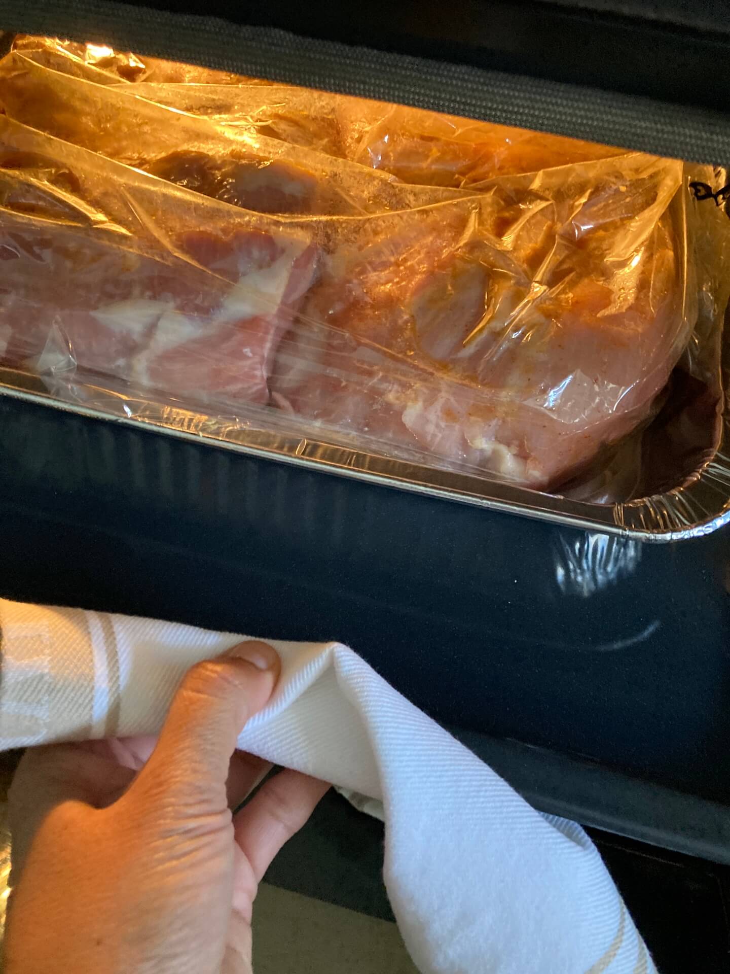 pork leg going in oven