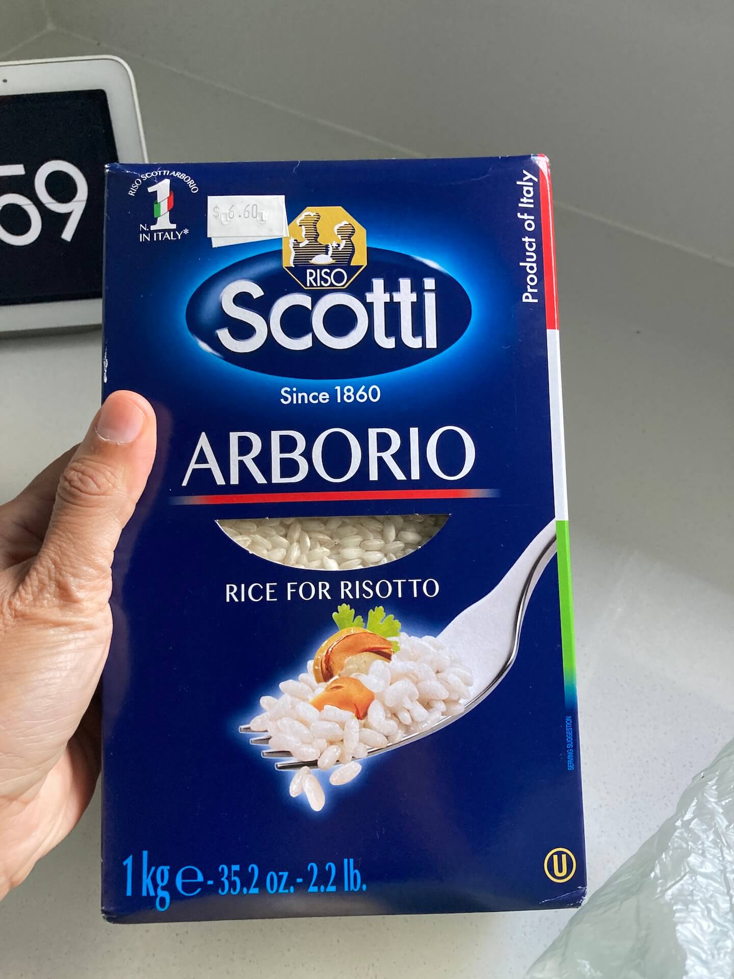 Arborio rice packet for easy pumpkin risotto recipe