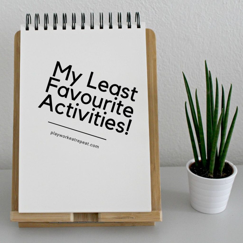 My least favourite activities graphic