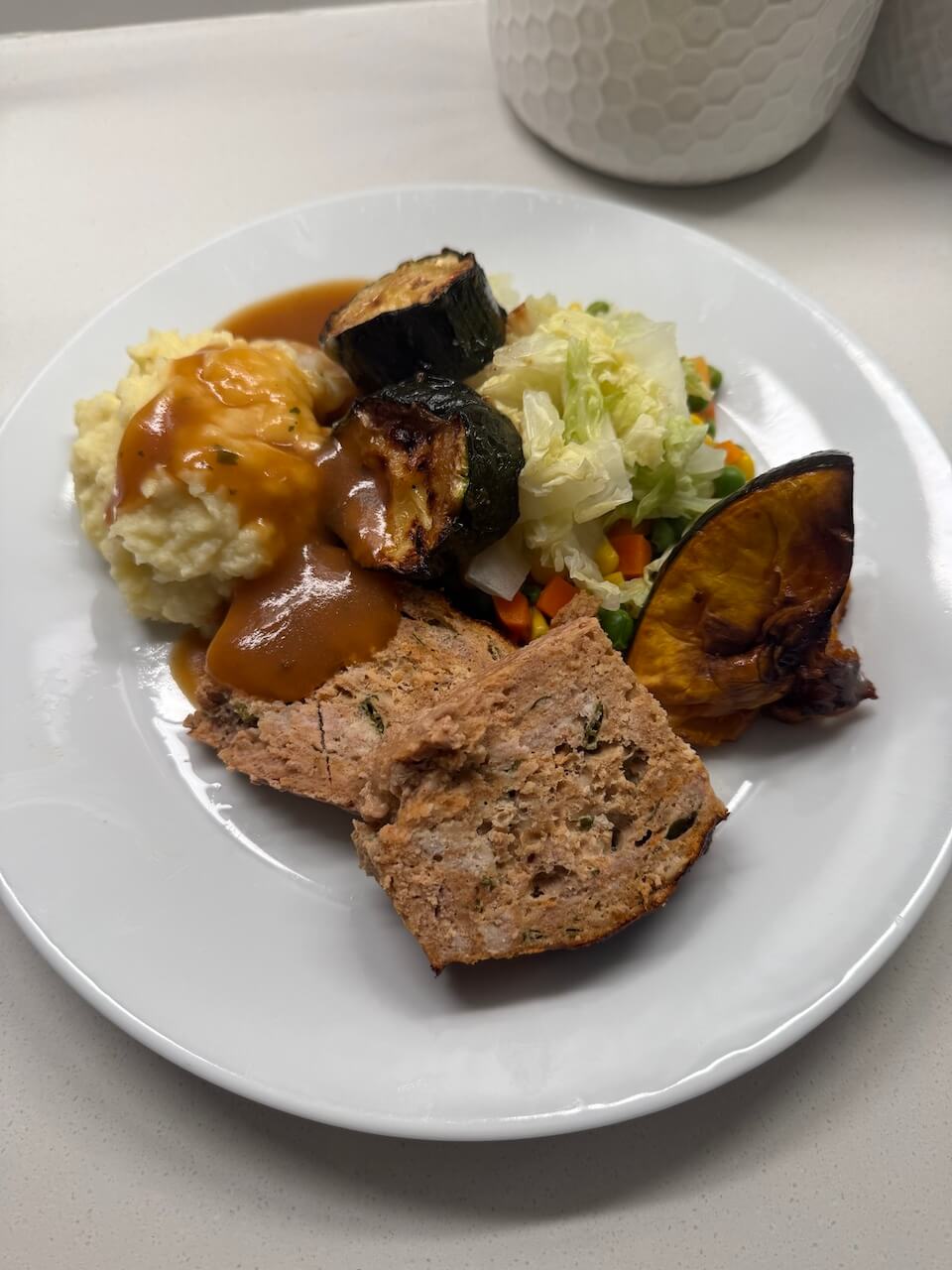 In June post - meatloaf vegetables and gravy