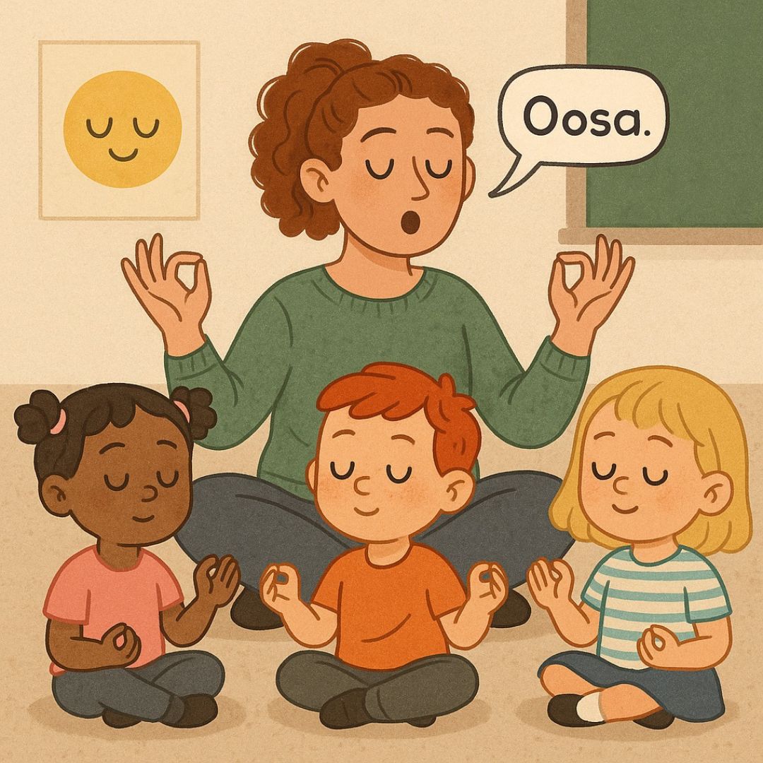 How to stay healthy while working in childcare-graphic with educator saying oosa!