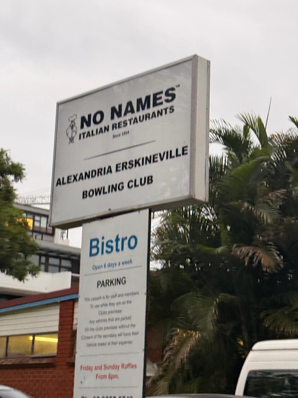 Friday nostalgic favourites - No Names restaurant sign
