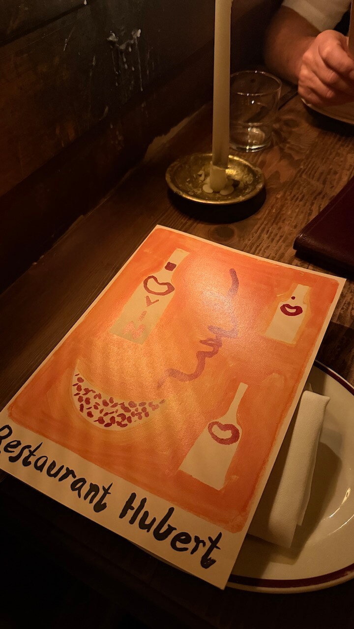 menu at Restaurant Hubert