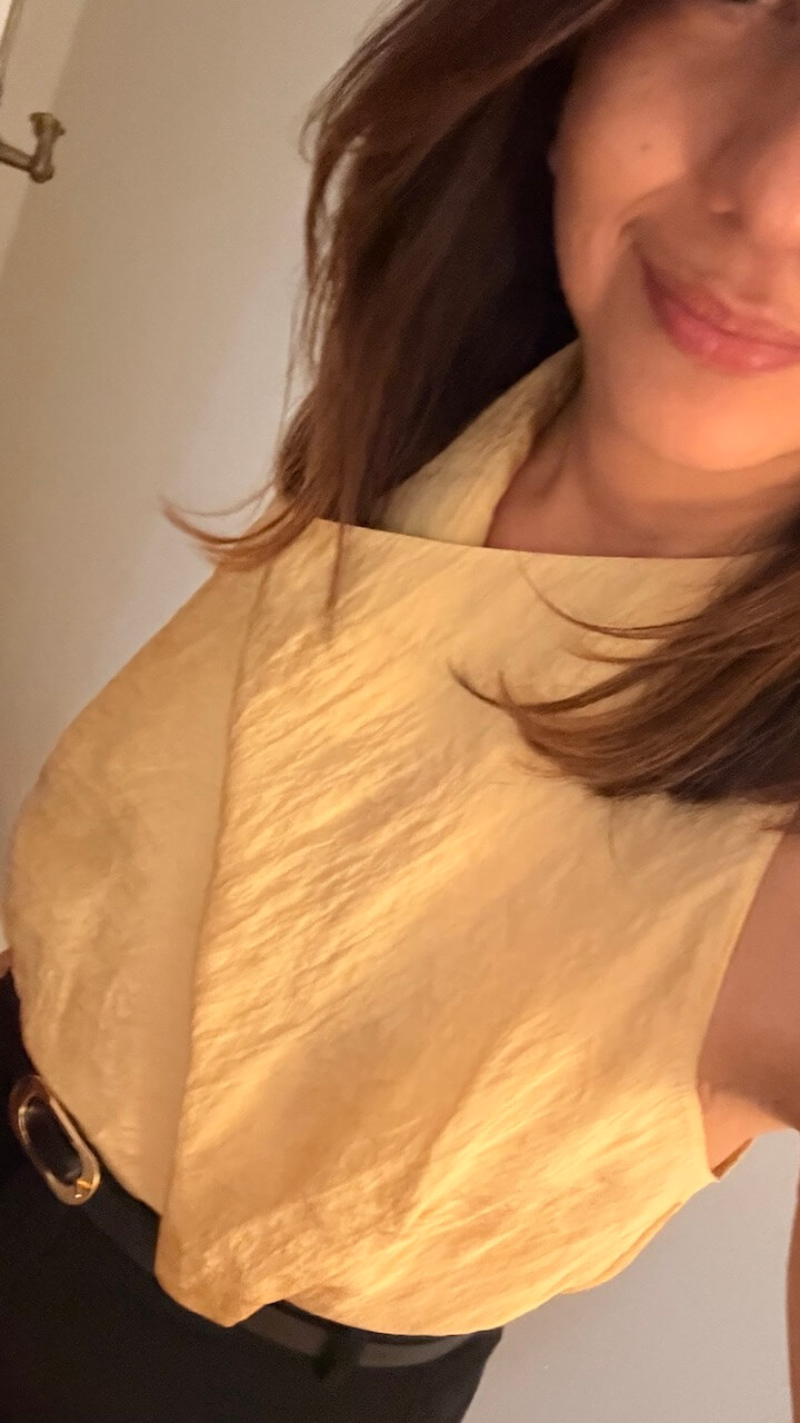 hings I've enjoyed lately: sleeveless top worn for dinner at Hubert