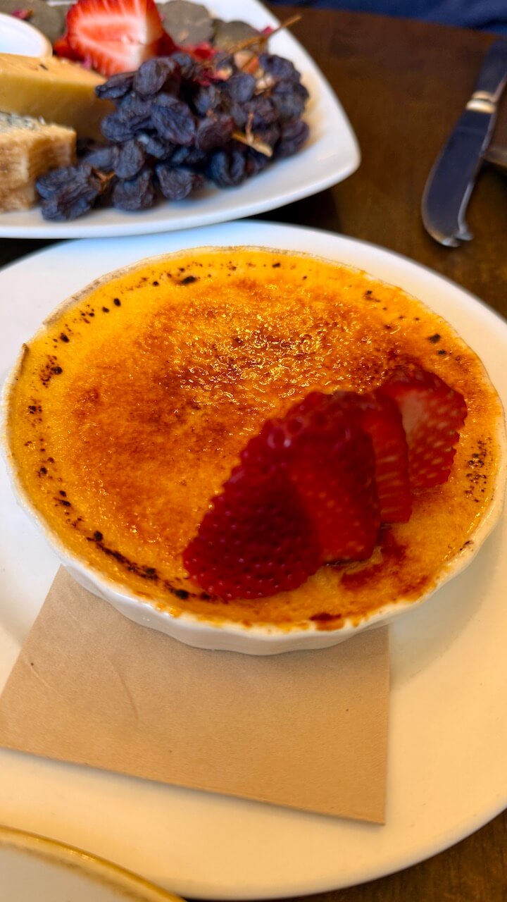 Crème brûlée dessert at Harry’s on Green Lane
